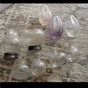 Vintage Glass Mini Vase Lot Etched Pressed Mixed Decor